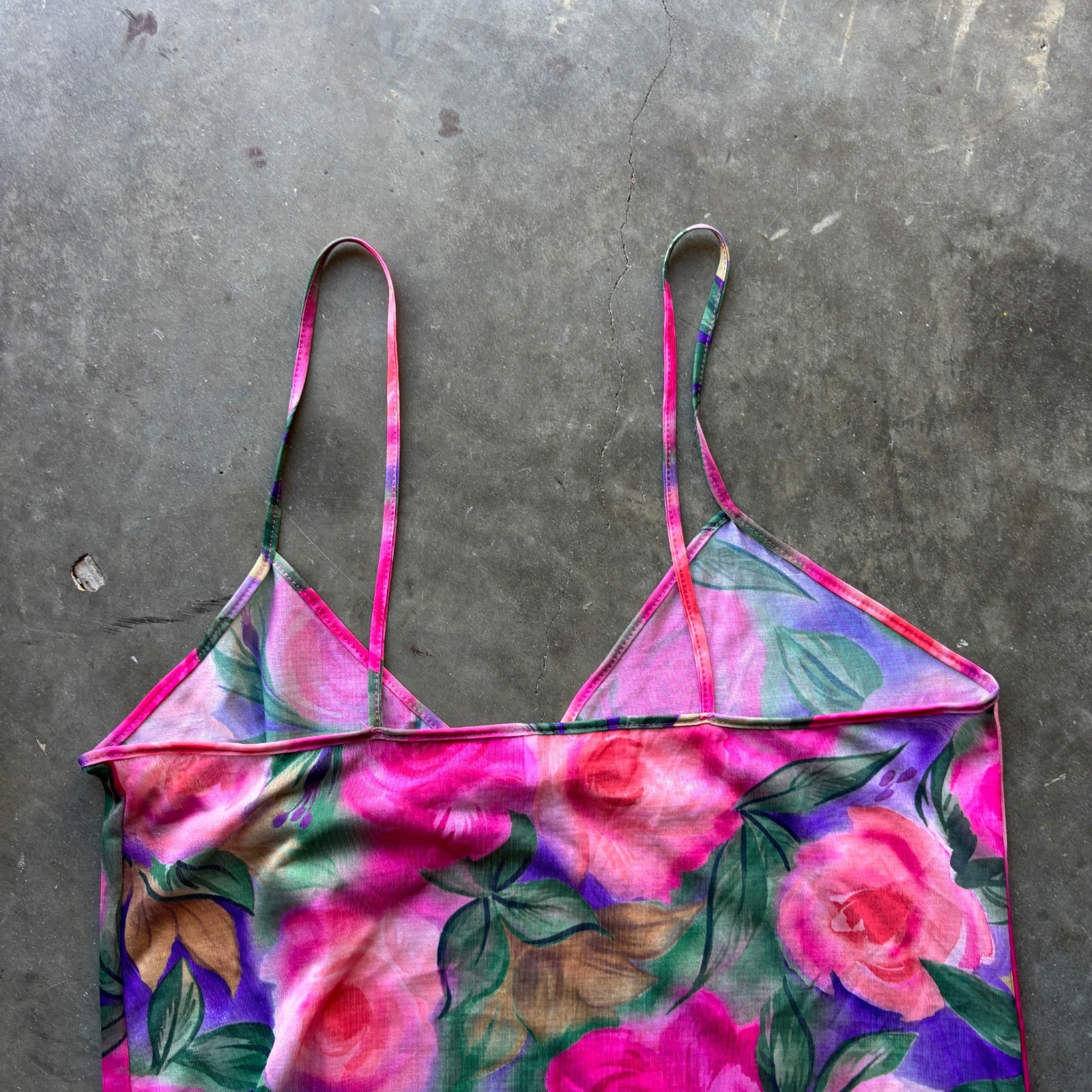 Vintage Feather Bed Intimate Tank Top Camisole Women’s Size M Pink Purple Floral