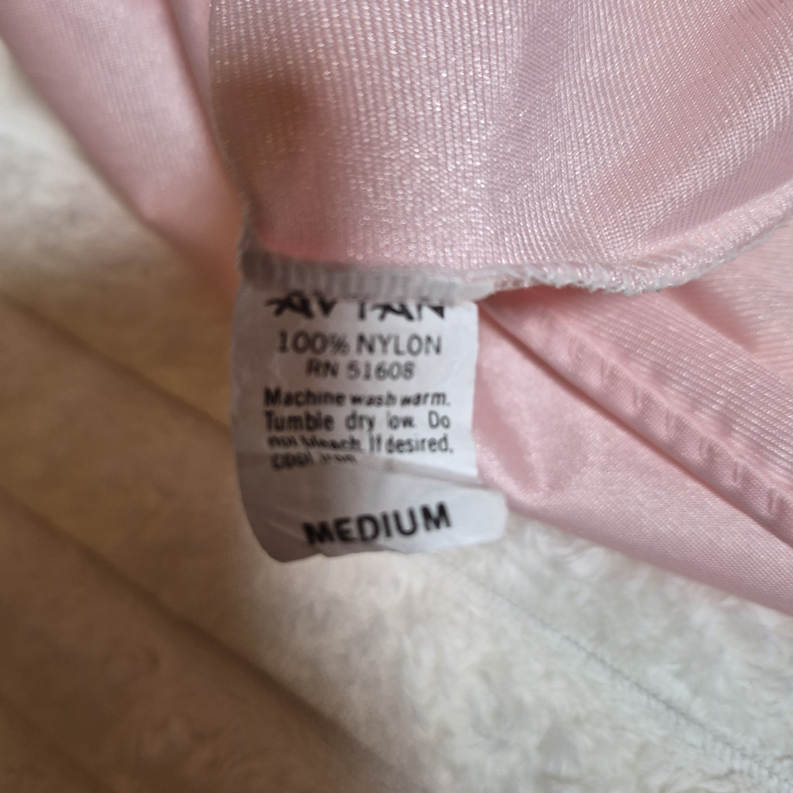 Vintage Avian Pink Nylon Nightgown Sleeveless Floral V-Neck Sleep Dress Medium