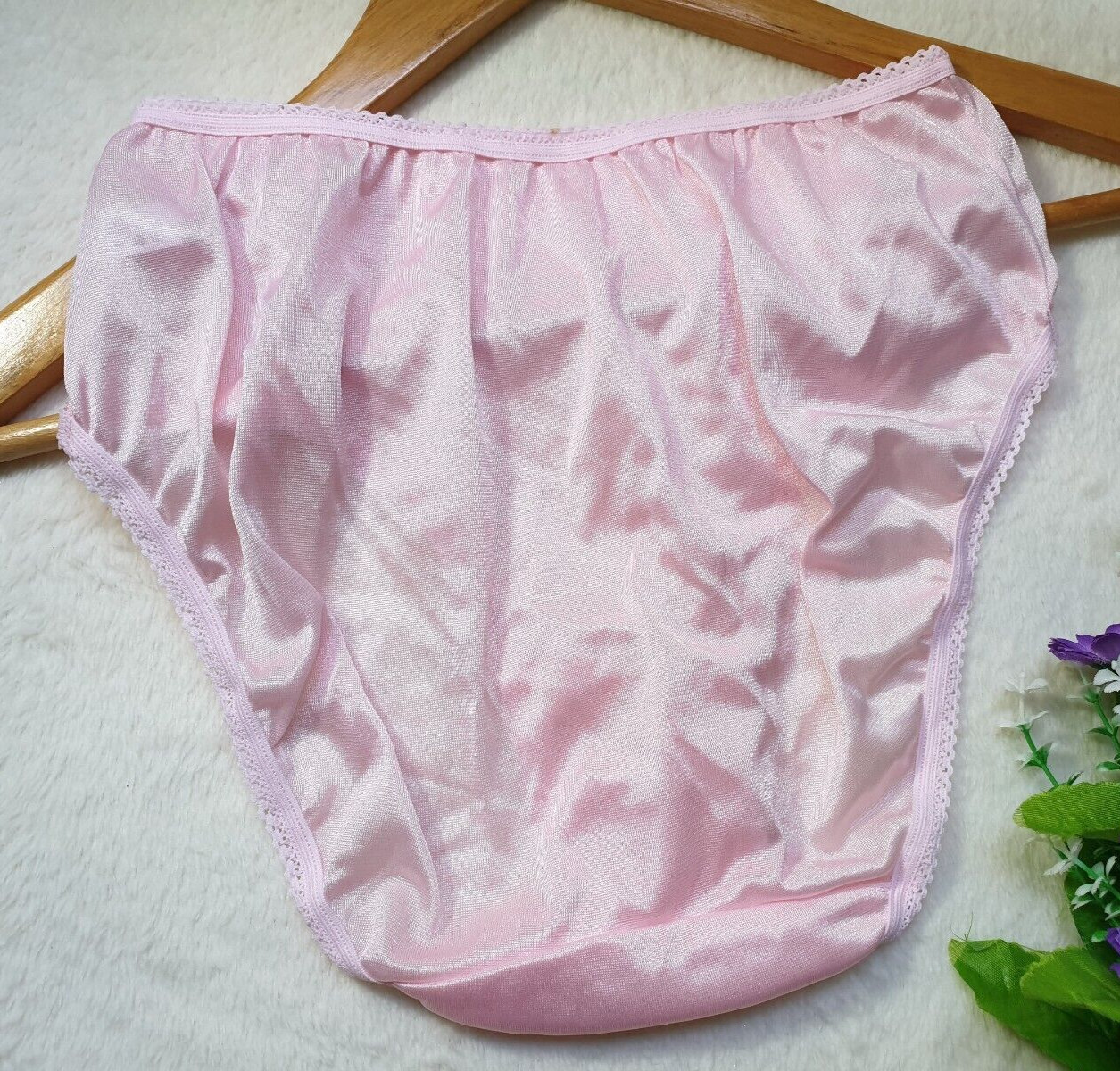 Vintage Silky Pink Panty 100% Nylon Sissy Sheer Brief Size 6-7 Hip 35-39″