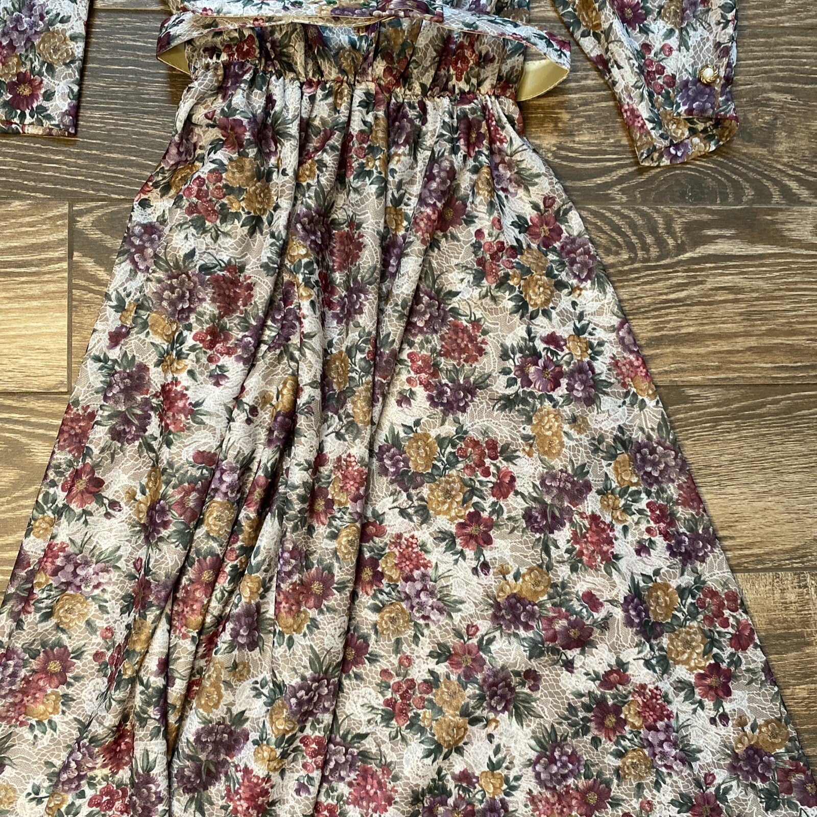 VTG 70s 80s California NEW LOOKS Floral Belted Tea Day Dress AUTHENTIC