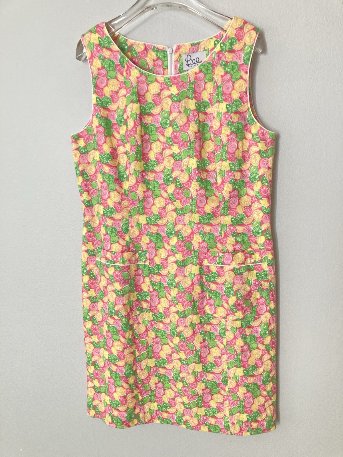 Vintage 90s Lilly Pulitzer Jucy Lucy Dress Size 12 Pink Green Yellow Citrus