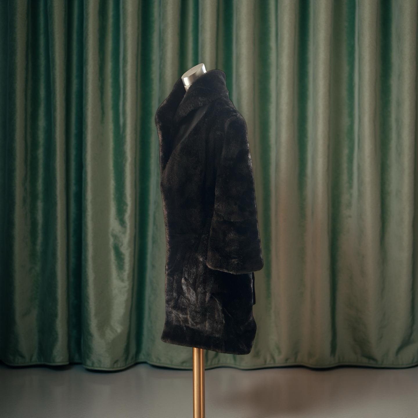 Vintage 70s Belted Faux Mink Fur Coat | SZ L Dark Chocolate Brown Union Made