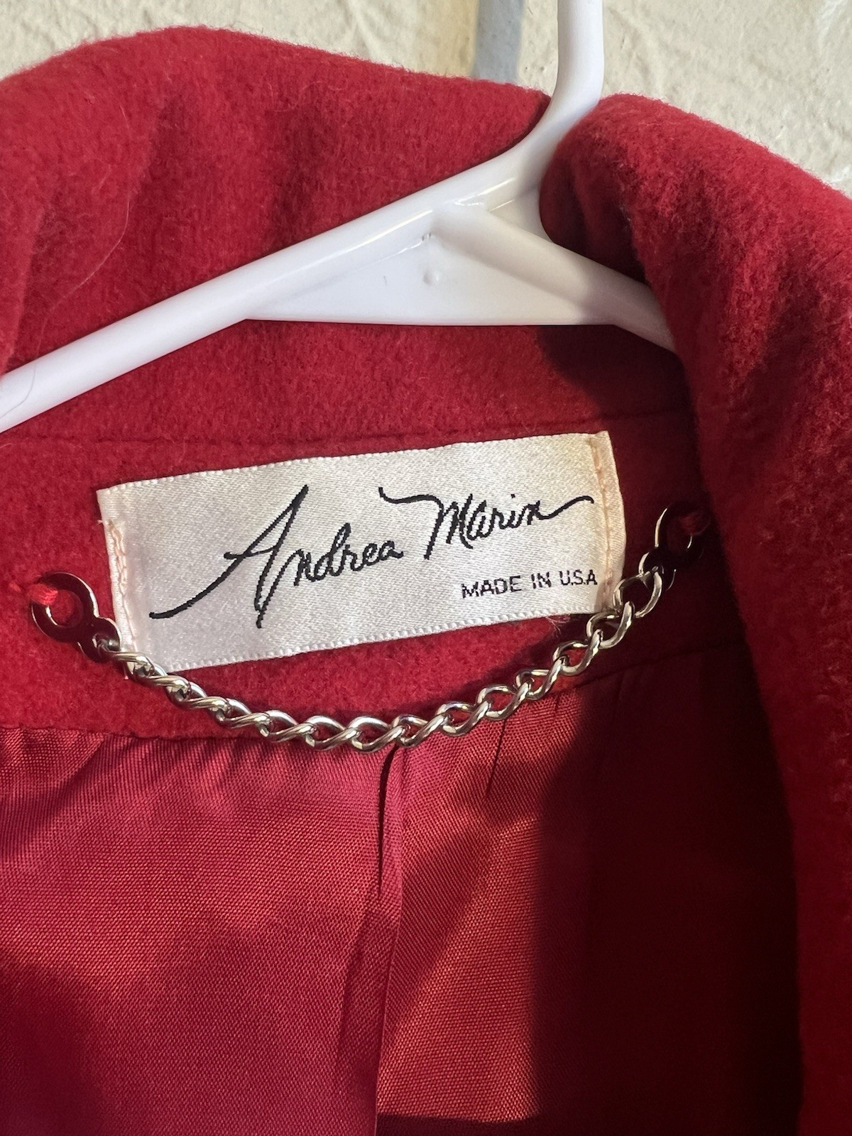 Andrea Marin sz 6 Made In USA Vintage Lined Red Wool Long Double Breasted Coat