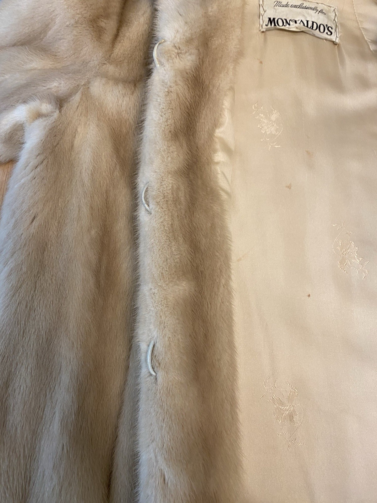 VTG 26” Natural Tourmaline Mink Fur Swing Coat Women’s Sz S/M Montaldos
