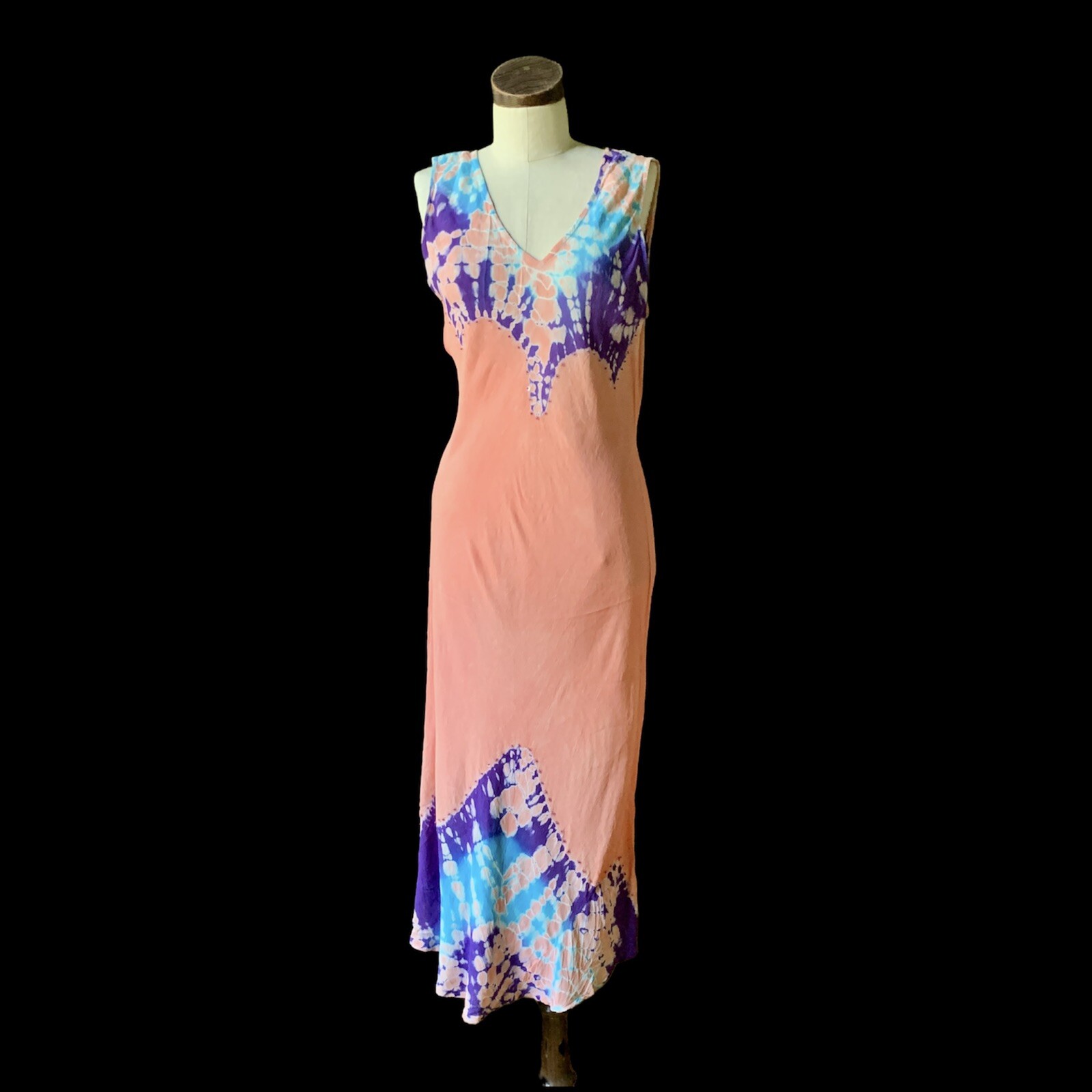 PAPILLON Vintage Rayon Dress India Dyed Beaded Sequin MEDIUM