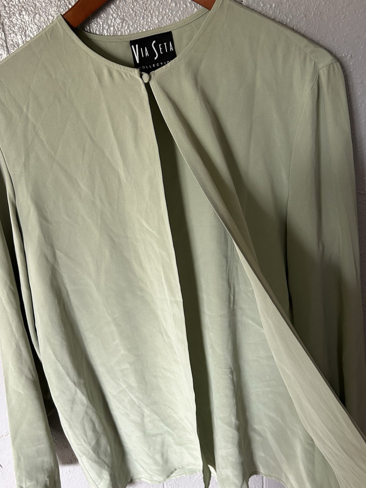 Women’s Vintage Silk Open Front Cardigan Size 10/40 Retro Classy Elegant Evening