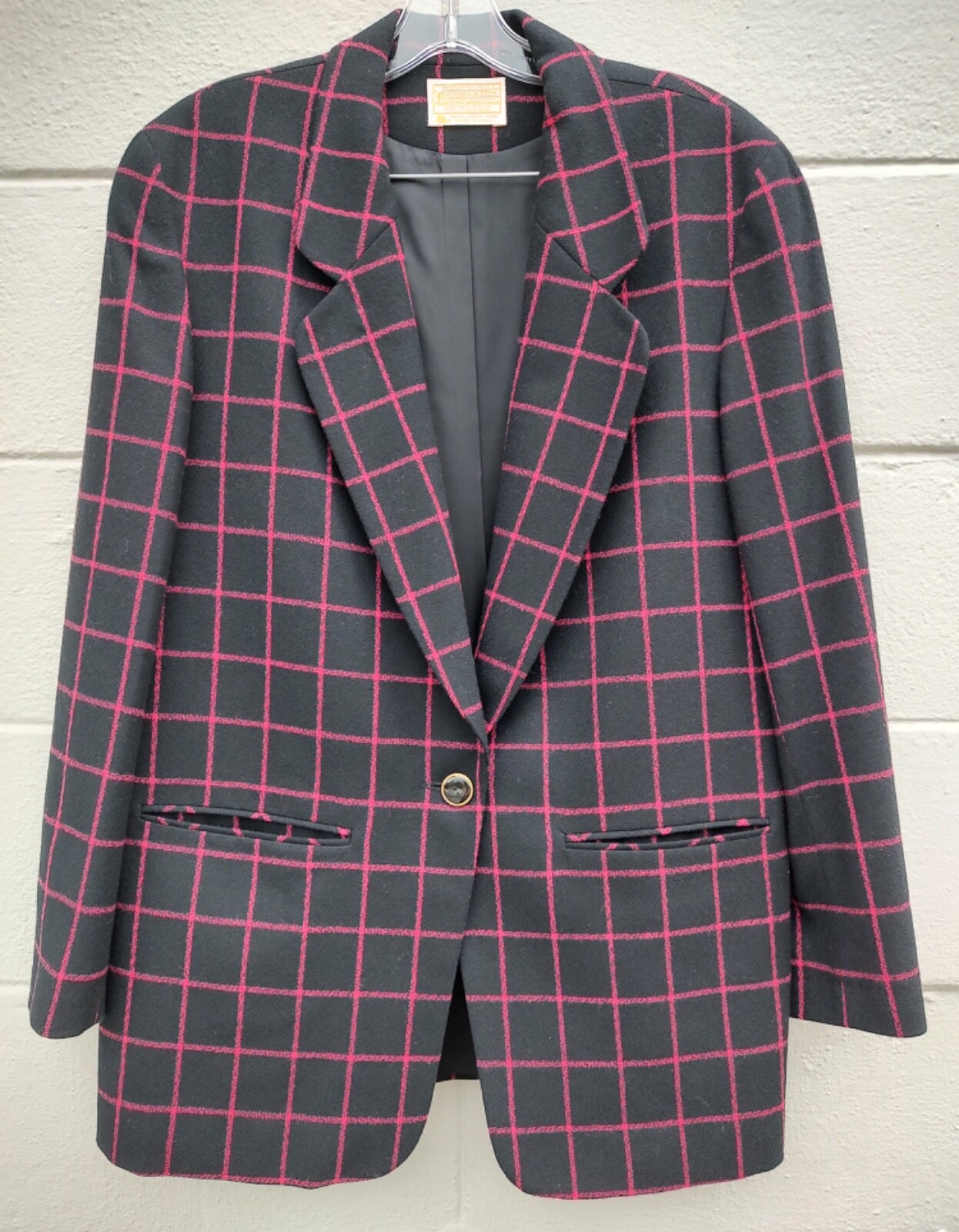 Amazing Pendleton Vintage 1980’s Power Suit Skirt & Blazer Window Pane Plaid 14