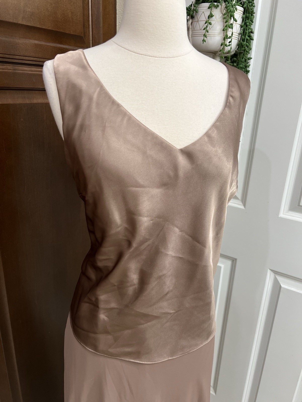 Vtg Patra Formal Maxi Dress Golden Taupe Goddess Sz 18 Mother Of The Bride