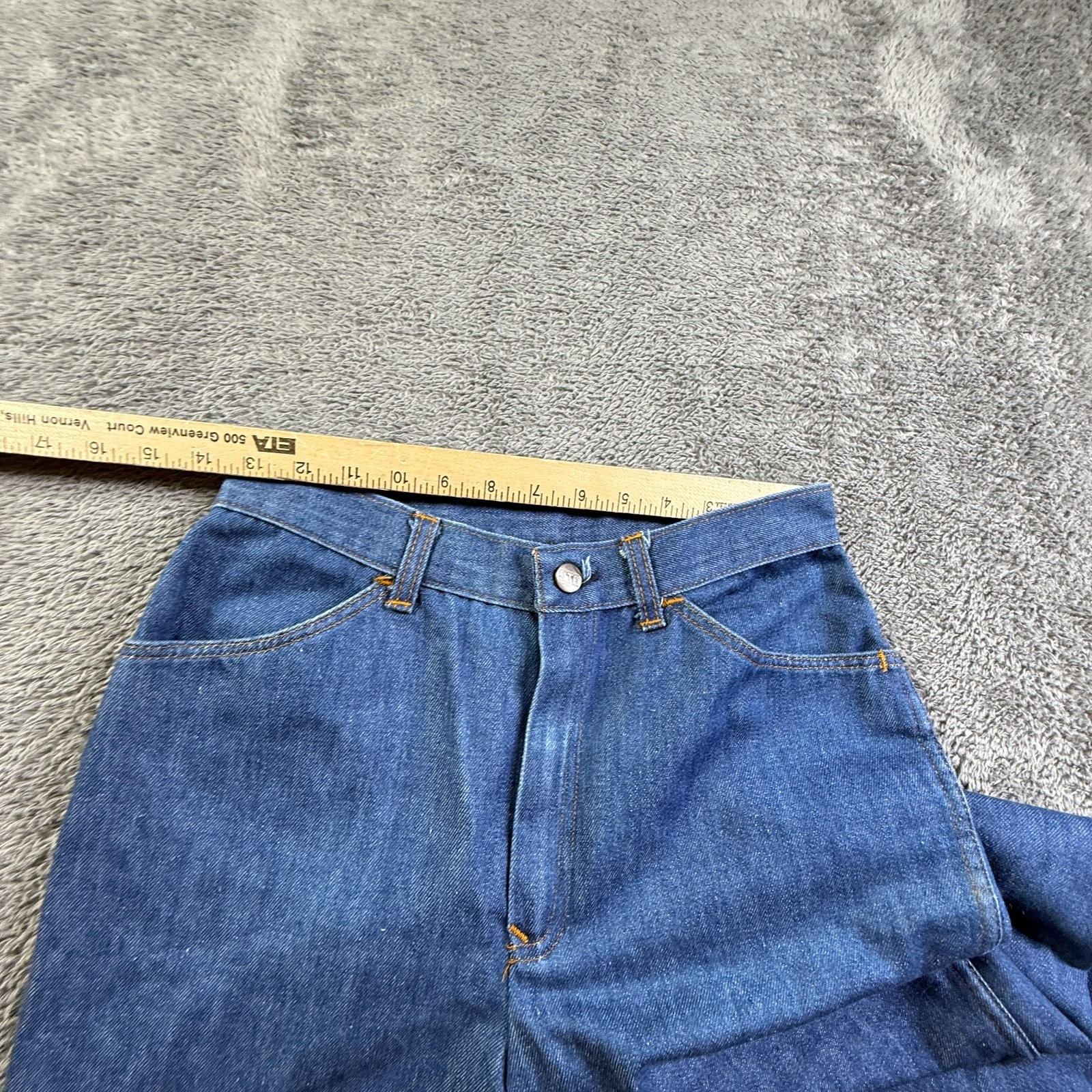 Vintage 70s Sears Womens 12 Bootcut Jeans Indigo Blue Denim Talon Zipper