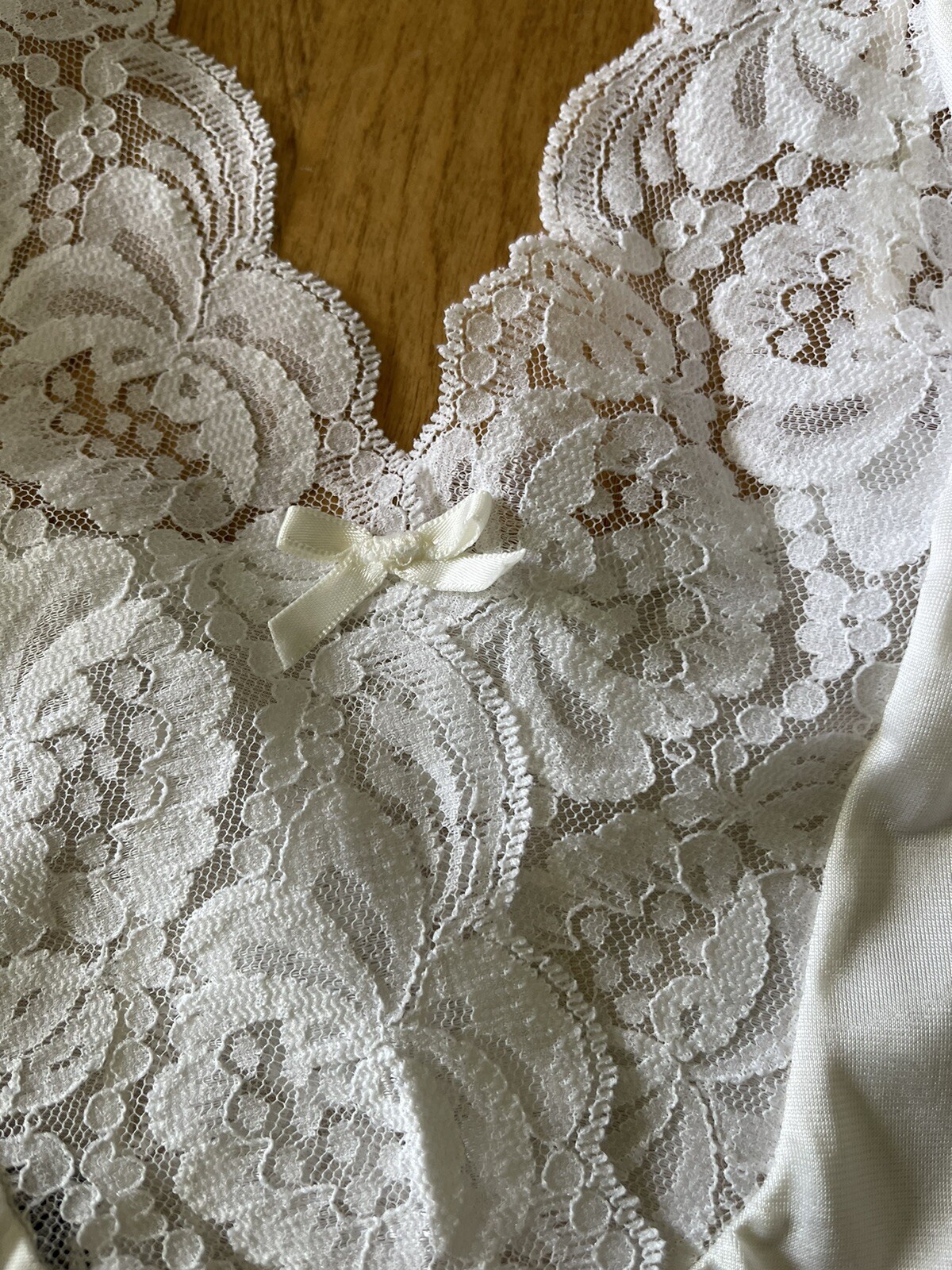 Vintage Darling Lingerie Semi Sheer Nylon Lace Slip Dress Size S Cottagecore