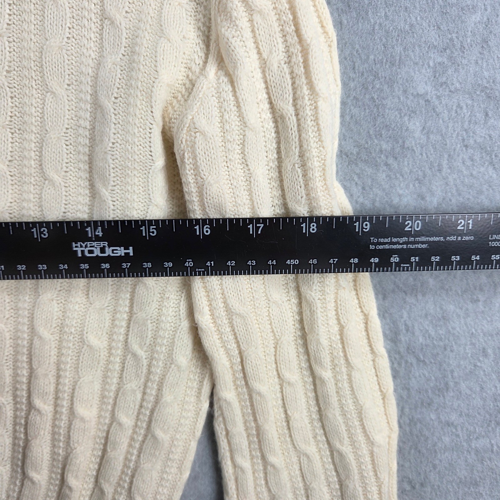 Alane Cable Knit Sweater Womens Medium Cream Vintage Vicara Nylon Mock Neck