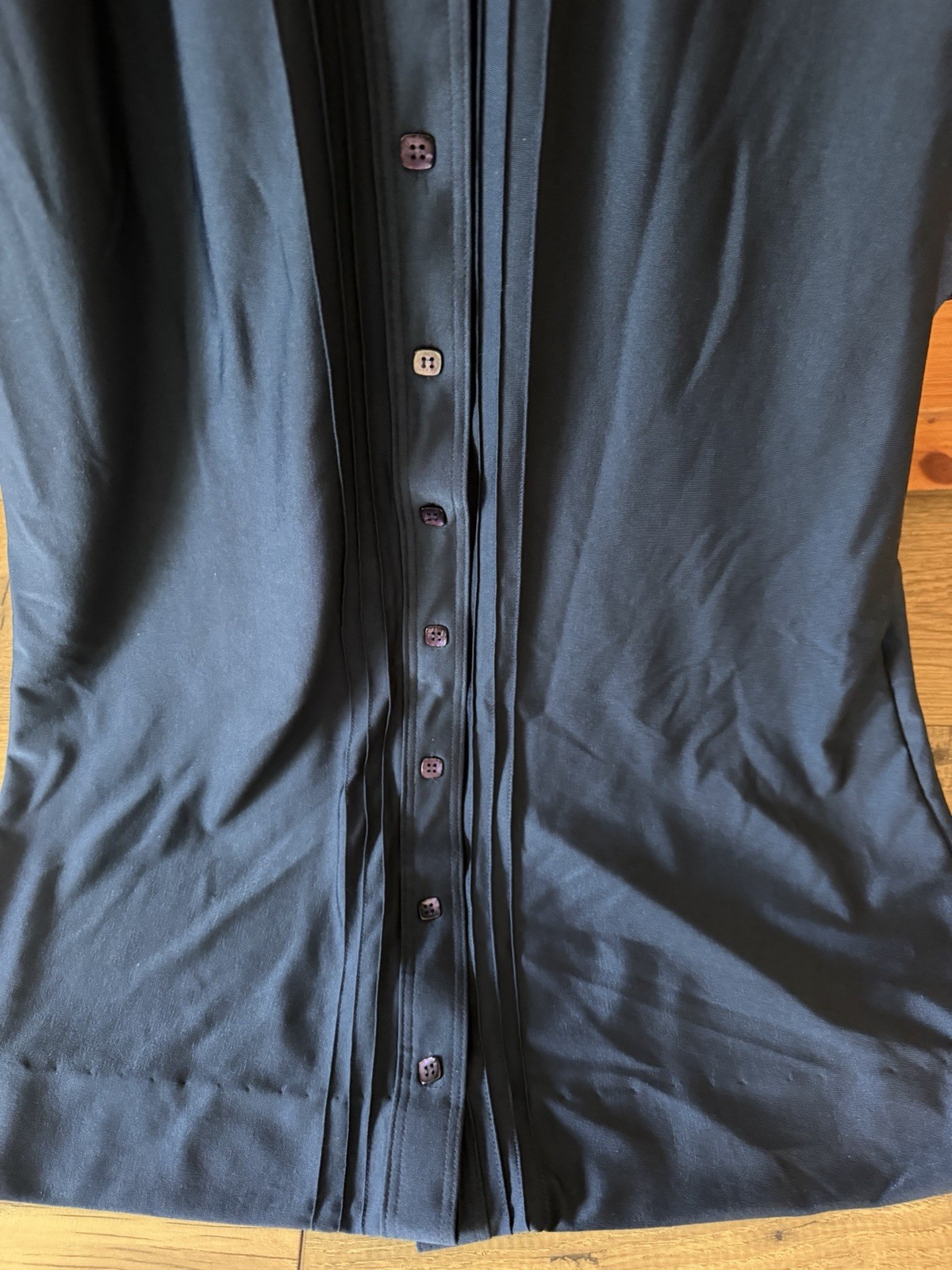Vintage Lanvin Paris New York I. Magnin Blue Pleated Shirt Dress 10 USA made