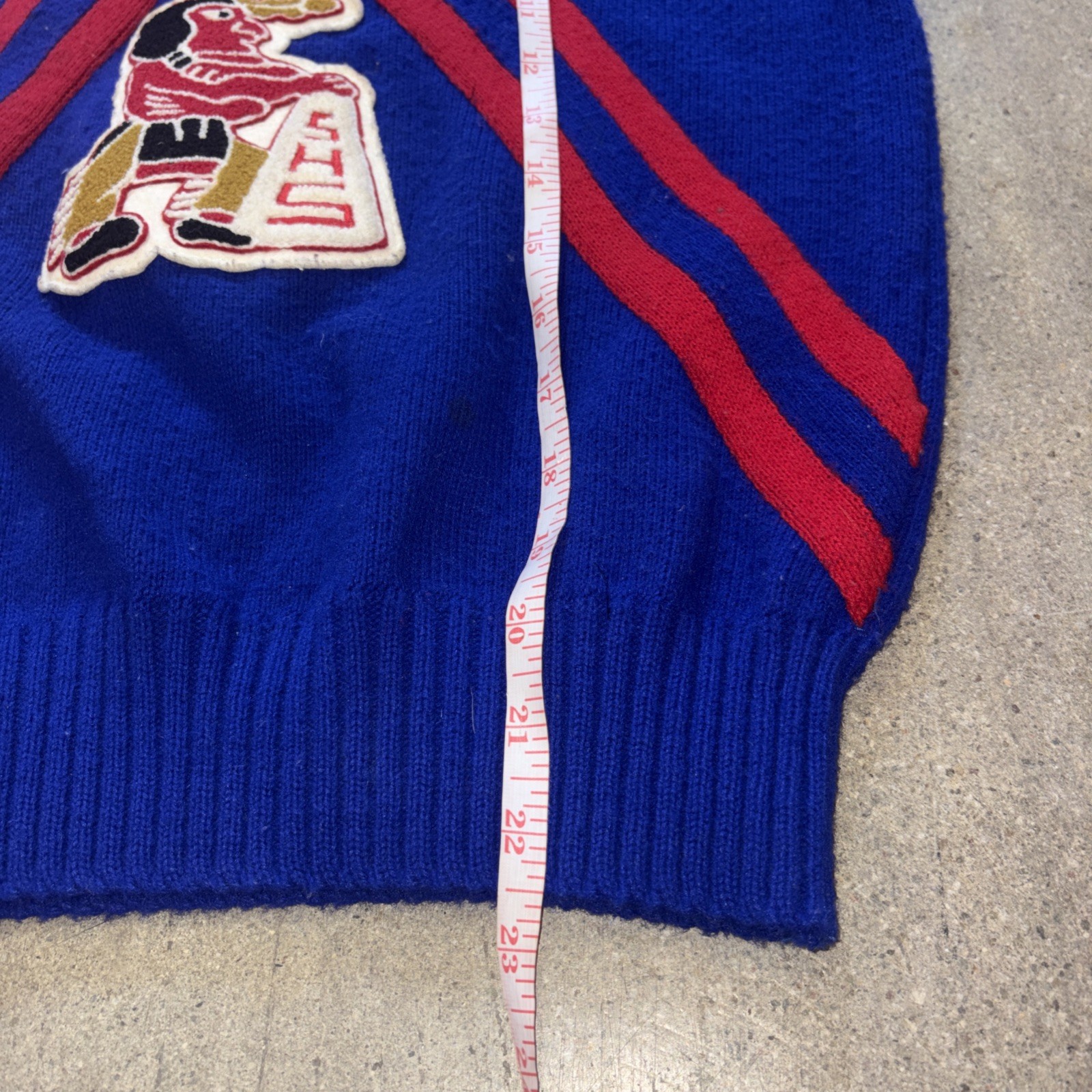 Blue Knit Sweater Vintage Cheerleader Pullon