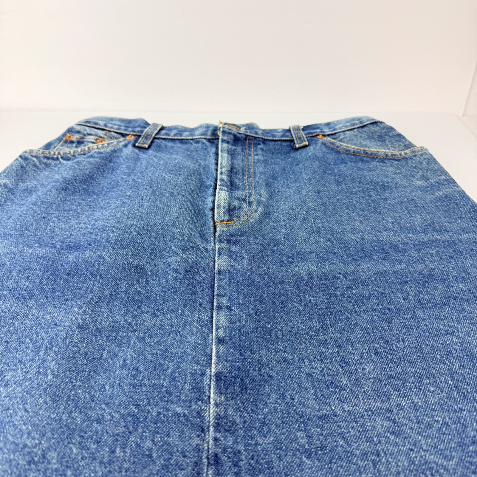 VTG Orange Tab USA Levi Strauss 15 Women’s Denim A-Line Midi Skirt Button Fly