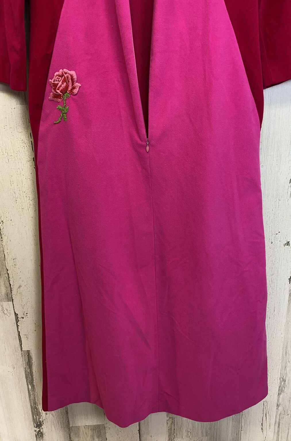 Vtg At Home Wear by Van Raalte House Coat Robe Velvety Feel Colorblock Sz 8