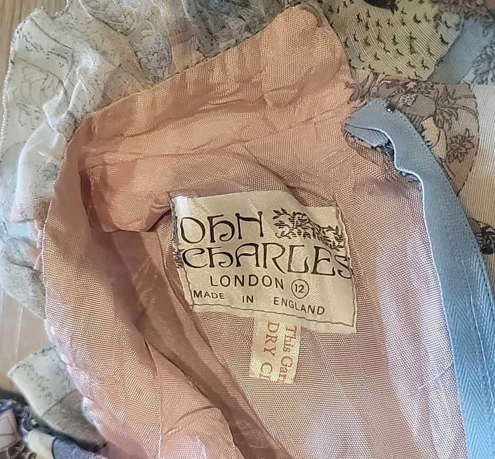 John Charles London Vintage Silk Lined Long DressGown Made England Size 12 Asain