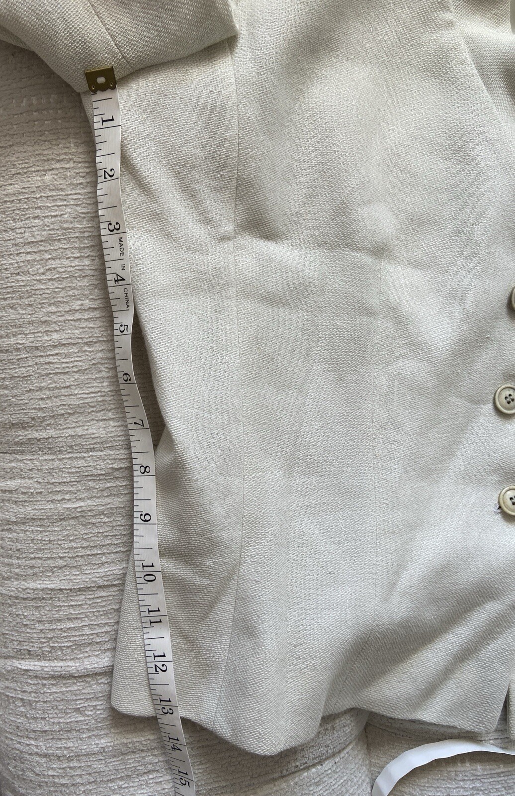 Armani Collezioni Blazer Women’s 46/M Vintage Linen Cream Ruffle Neckline accent