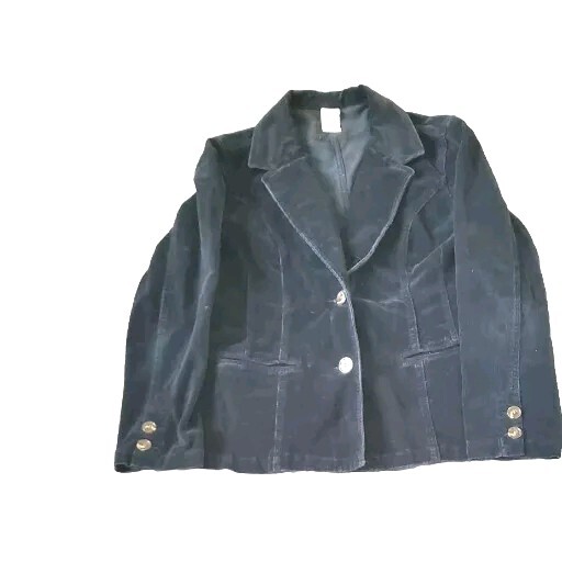 VTG Faded Glory Blazer Jacket Velour Velvet Womens black Sz XL(16/18 )90s