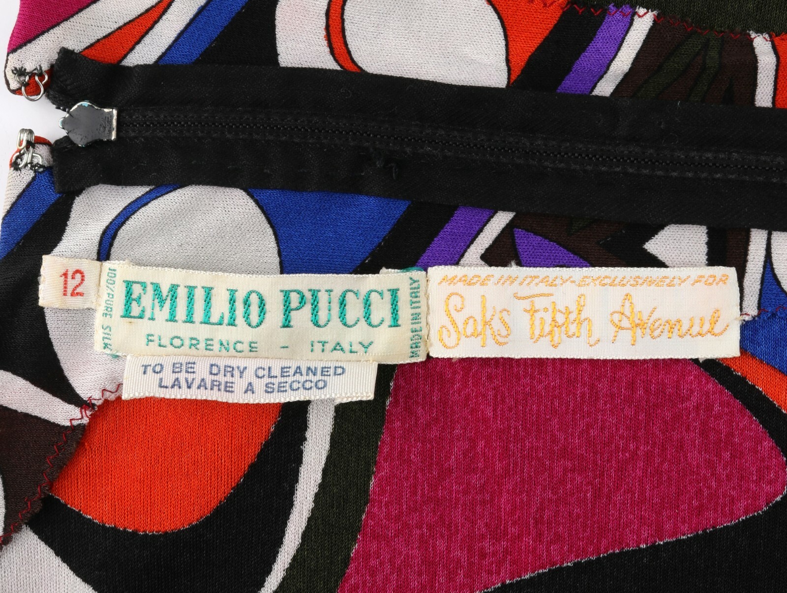 EMILIO PUCCI c.1960’s Geometric Wave Abstract Signature Print Silk Jersey Top