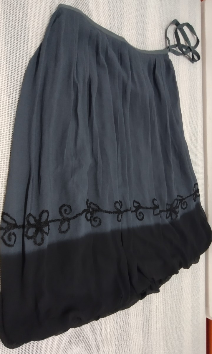 Skirt Witchy Black Gray Bubble Hem 90s Ethnic Elegant NEW TAG Zashi M vintage