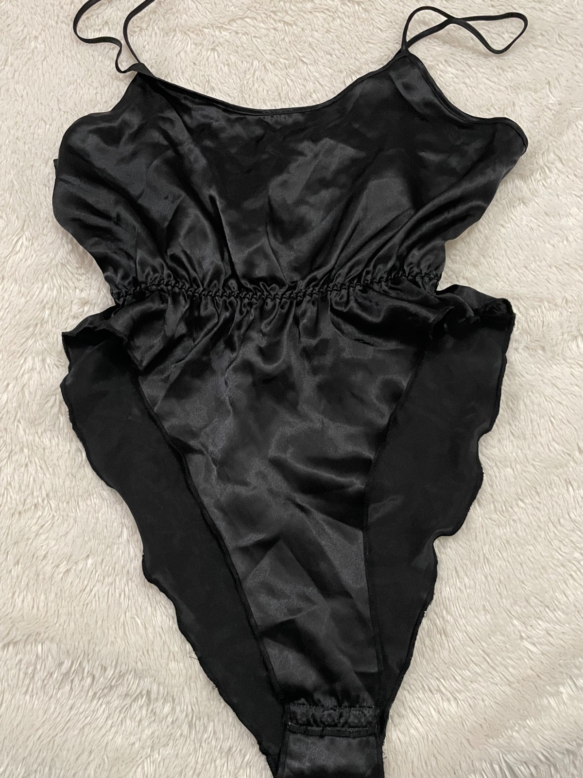 Vtg VICTORIA’S SECRET Silky SATIN High-Leg Bodysuit Teddy Gold Label Whimsigoth