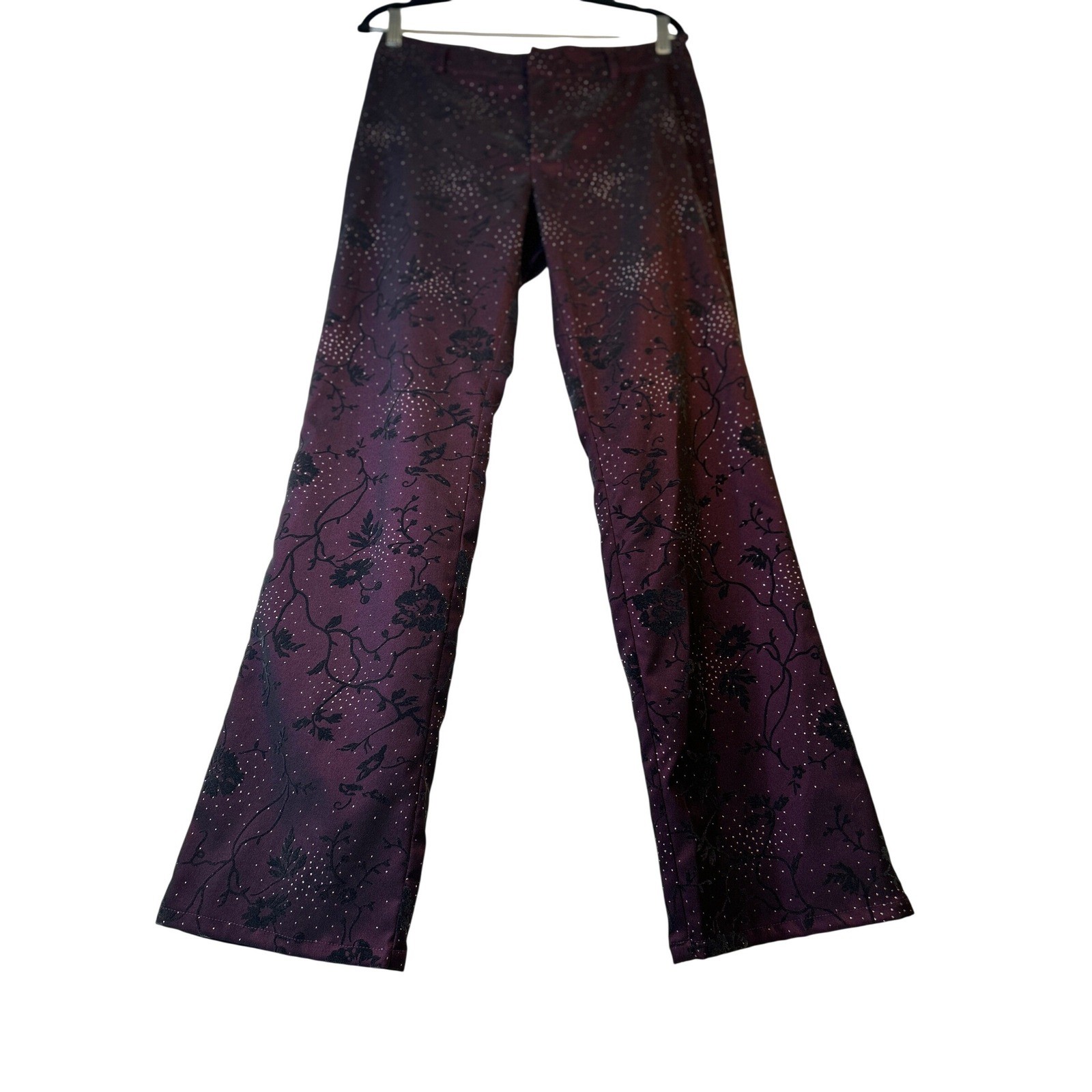 Vintage GUESS USA Velvet Burn-Out Glitter Pants Y2K Bootcut Size 31 Witchy Rare
