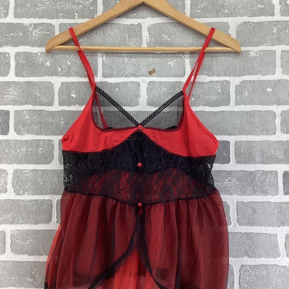 Vintage 80s Stroke of Midnight red and black lace tank top size large