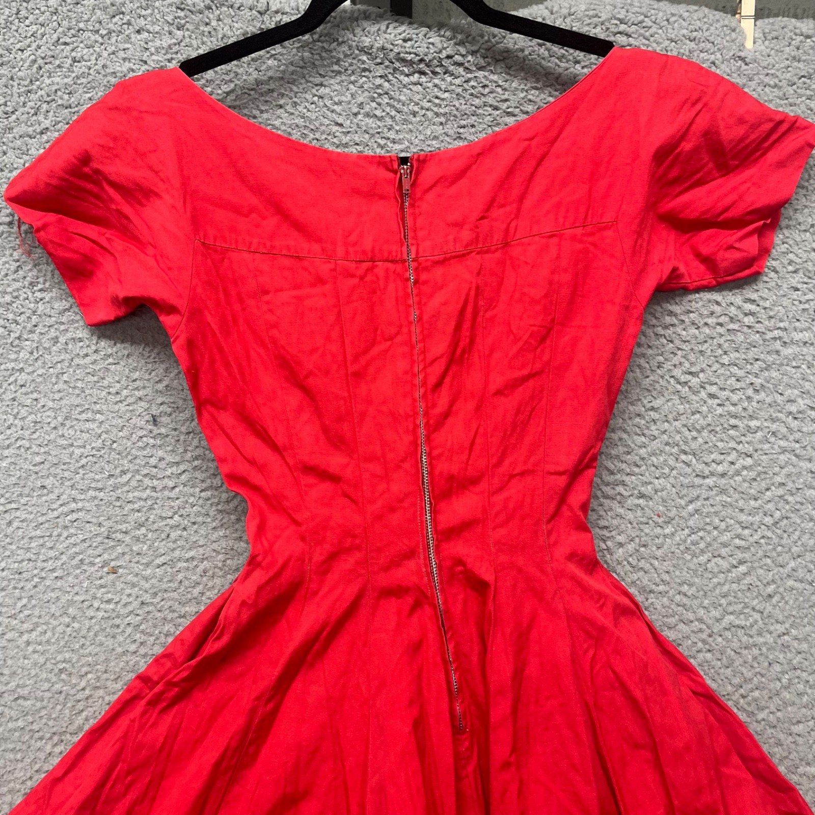 Vtg Anne Fogarty Dress Womens S Red Fit & Flare Midi Retro 60’s True Vintage