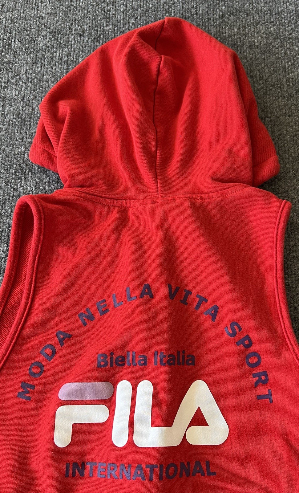 Fila VTG Womens Jumper Hoodie Sweatshirt Shorts Half Zip Drawstring Waist Red L