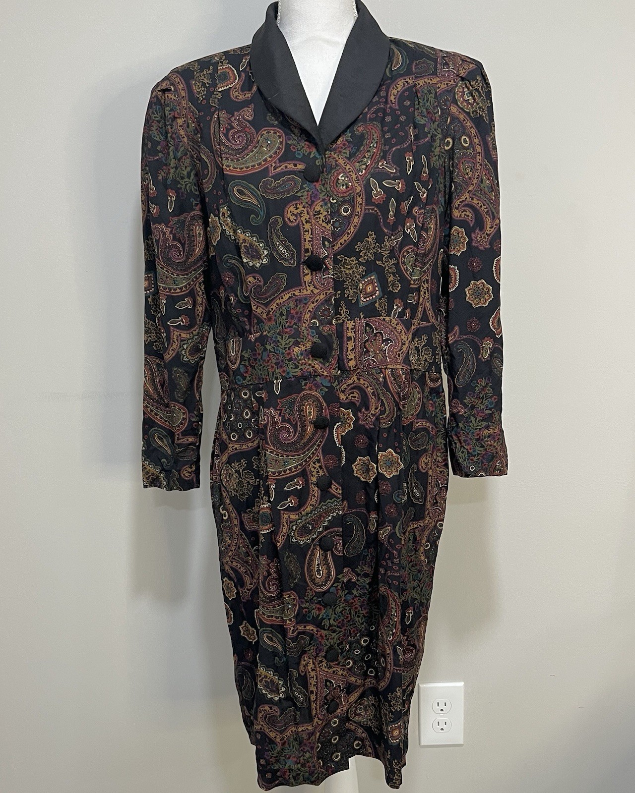 Vintage 80s/90s Special Effects Psychedelic Paisley Print Button Up Dress