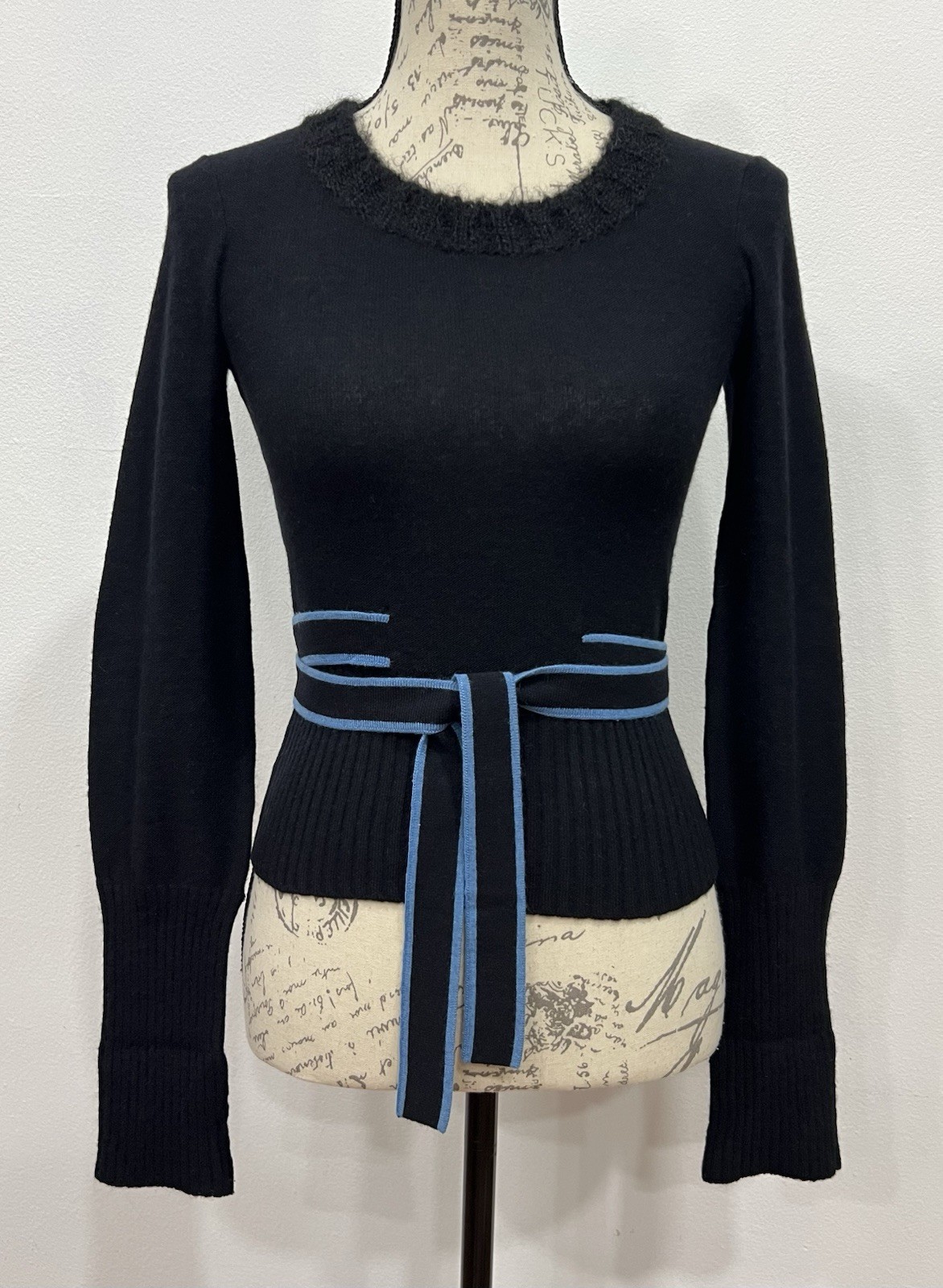 Sonia Rykiel Chez Henri Bendel Vintage Sweater 38 Wool Contrasting Belt Italy