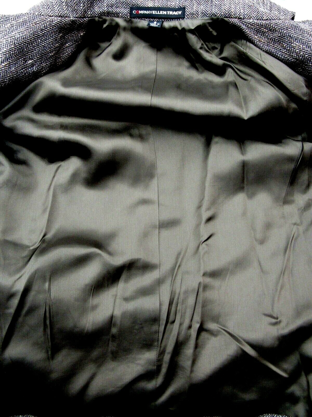 VTG COMPANY ELLEN TRACY Wool Blnd Jacket Biker Style Zipper Harris Tweed Gray 6