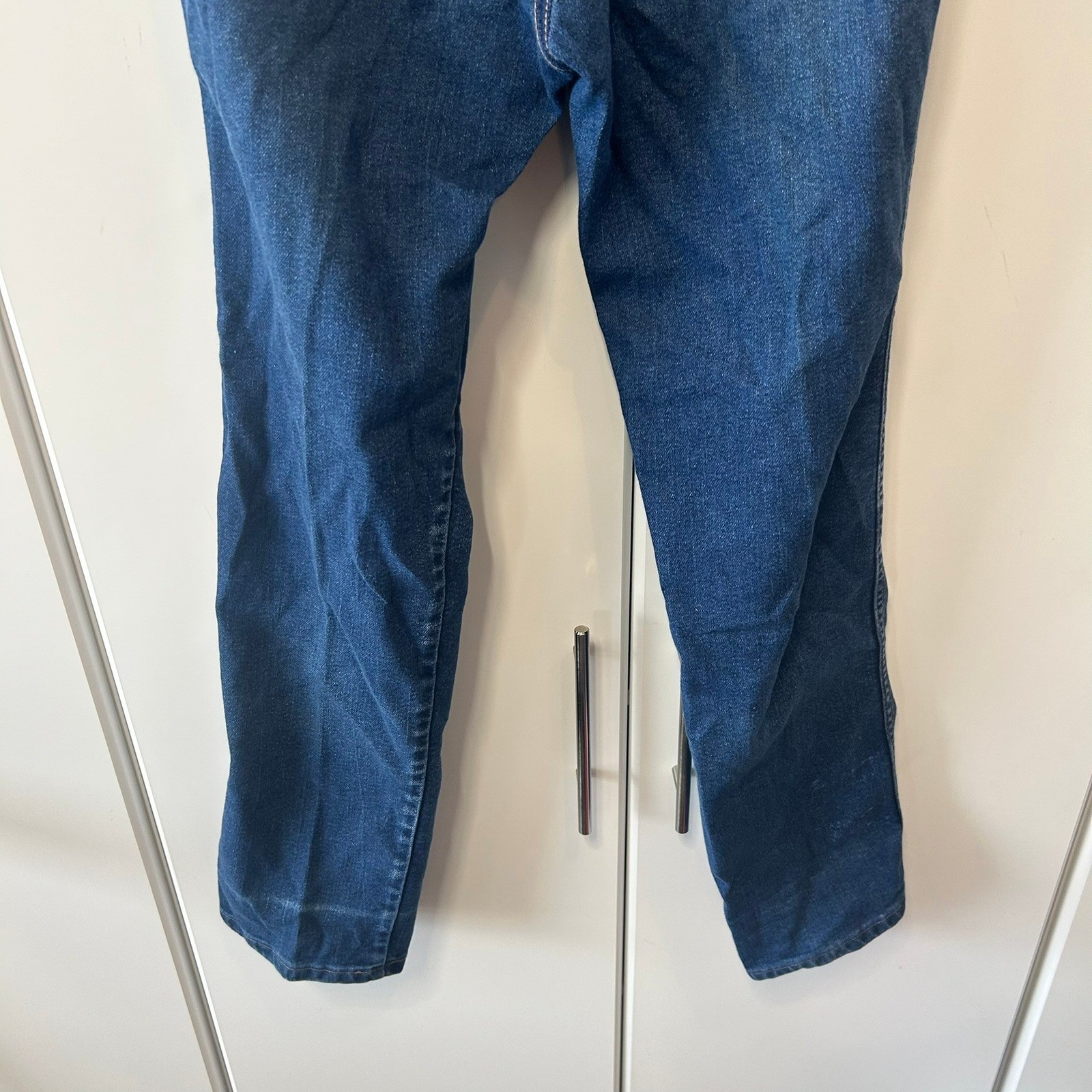 Vintage Wrangler High Rise Bareback Jeans Misses 12 Dark Wash Pocketless USA