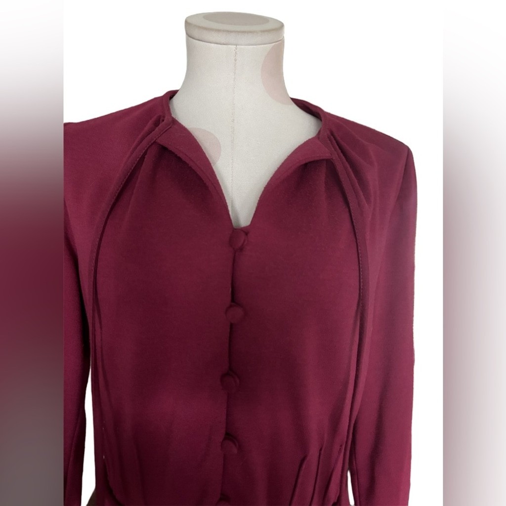Vintage Romantic Feminine Cottagecore Aesthetic – Magenta Button Front Dress – M