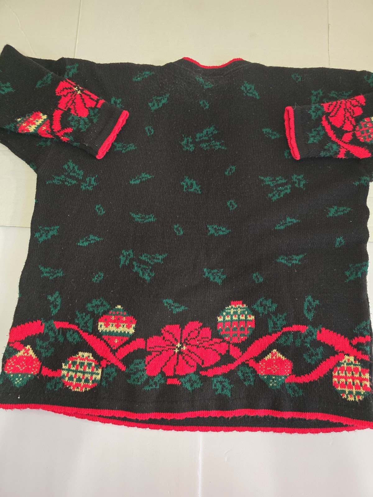 Vintage Nutcracker XL Holiday Sweater Bows Holly Ornament Grannycore