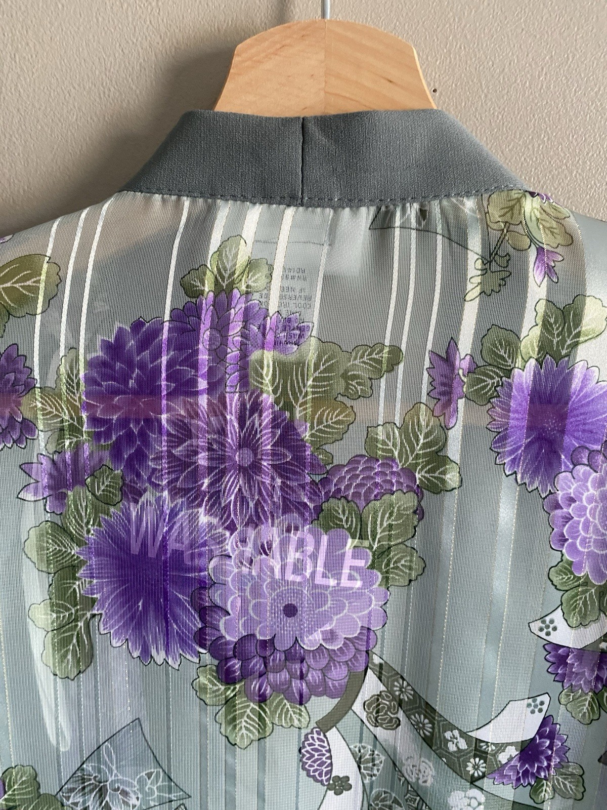 Vtg Anna Maxwell Womens Robe 24W Sage Purple Floral Semi-shear Duster Kimono