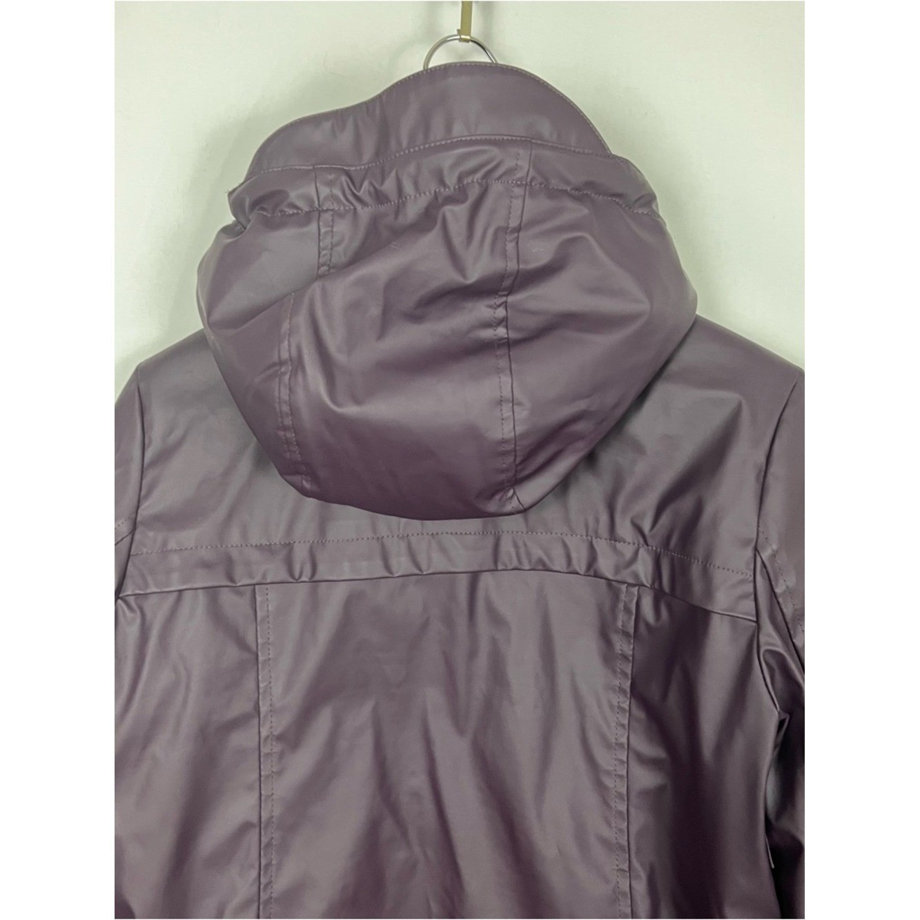 Weatherproof Women’s Hooded Rain Slicker Jacket Plum Size Small