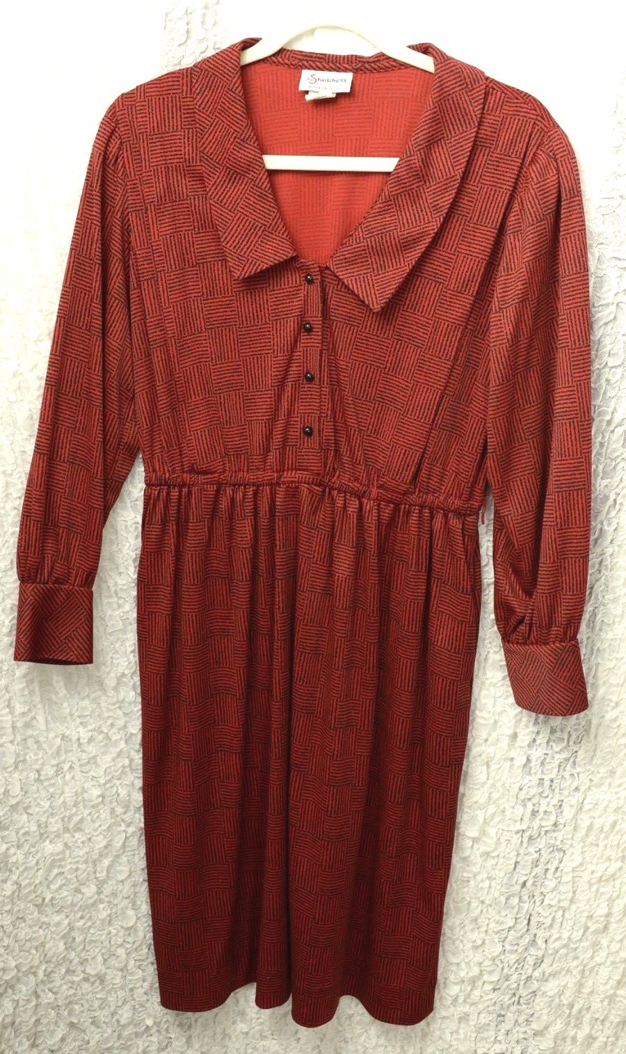 Vintage Sears The Shirtdress Womens Shirt Dress Size 14.5 Red – Black Print USA