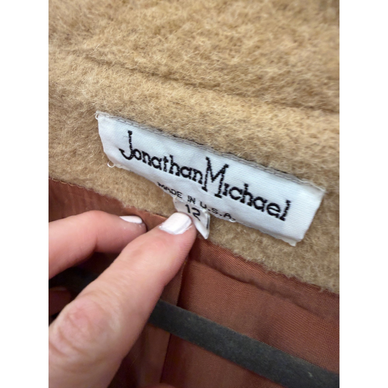 Vintage 100% Camel Hair Double Breasted Coat Womens Belted Long Tan Winter Coat