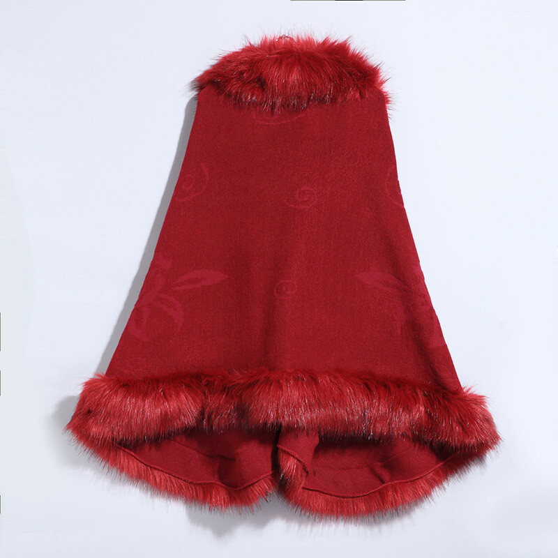 Women faux fur shawl Poncho Cape wedding Wrap Shawl bride Cloak Blanket