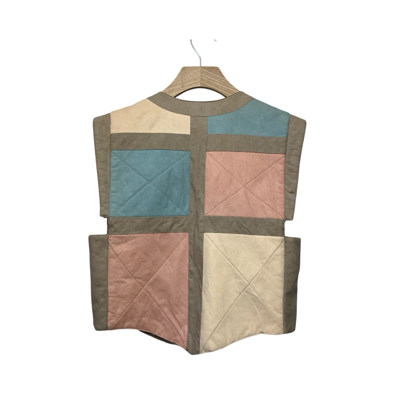 Vintage Patchington “Suedemore” Women’s Pastel Quilted Folk Vest Medium
