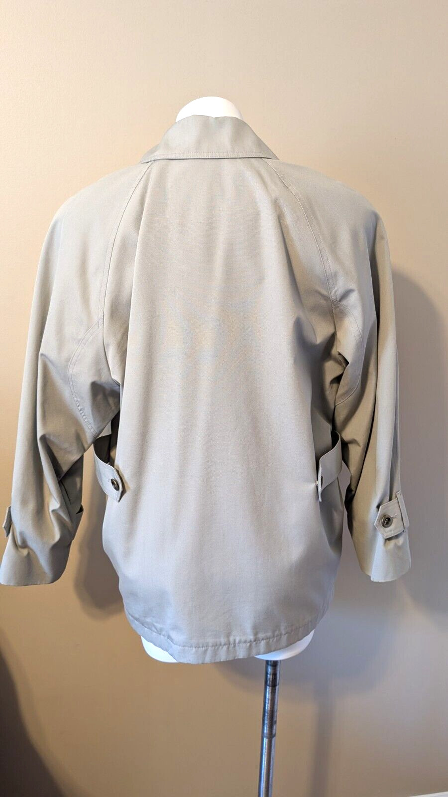 Vtg 80s ETIENNE AIGNER Wool Lined Sage Cotton Blend Zip Jacket Coat Size 6 Reg