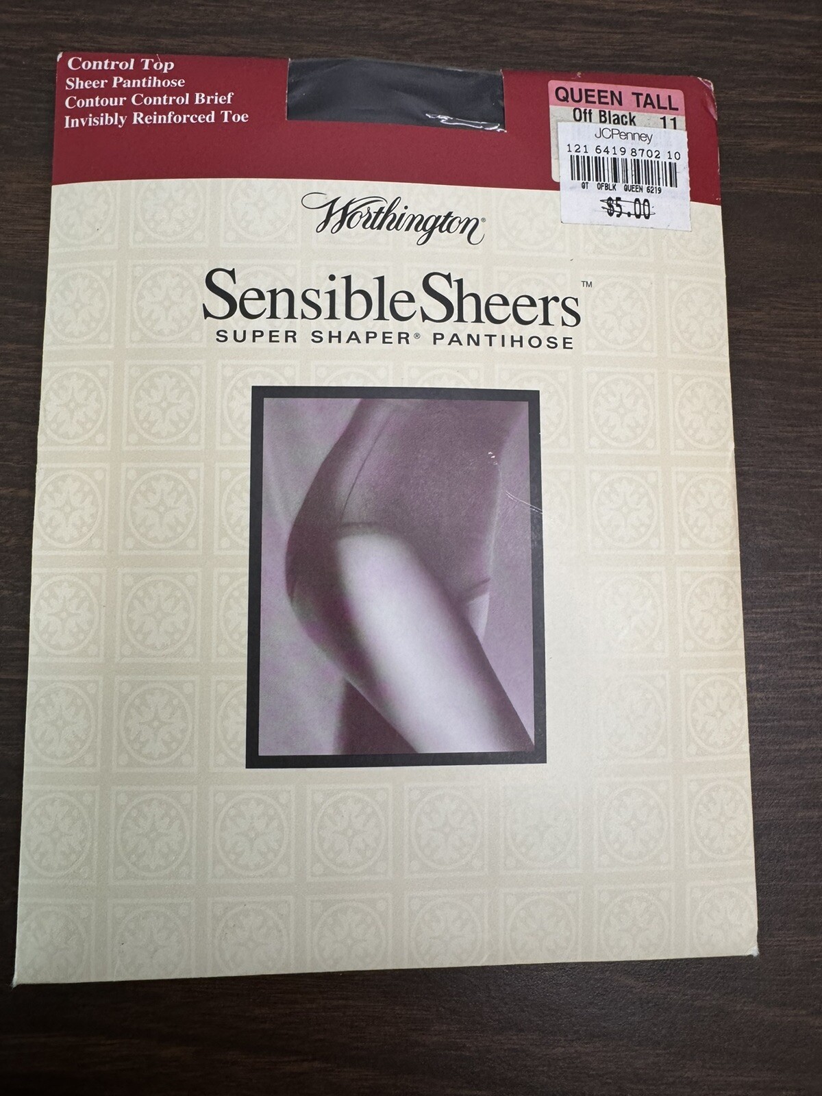 Vtg Worthington Pantihose Super Shaper Queen Tall Off Black Panty Control Top