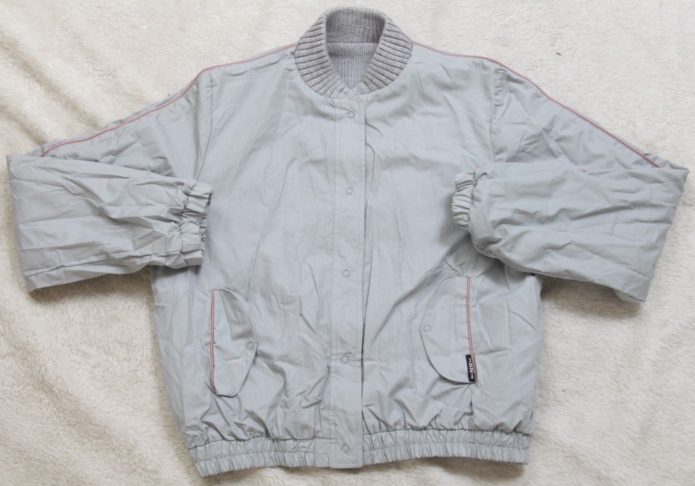 New Izzi Reversibles Gray Pink Purple Sweater Jacket Coat Woman’s Large JKT191