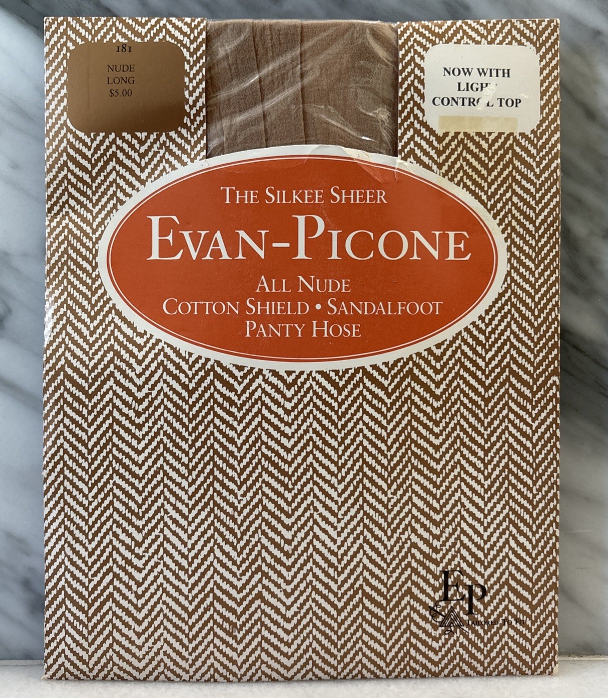 Vintage Evan-Picone Pantyhose NUDE 181 Long Control Top Cotton Shield Sandalfoot