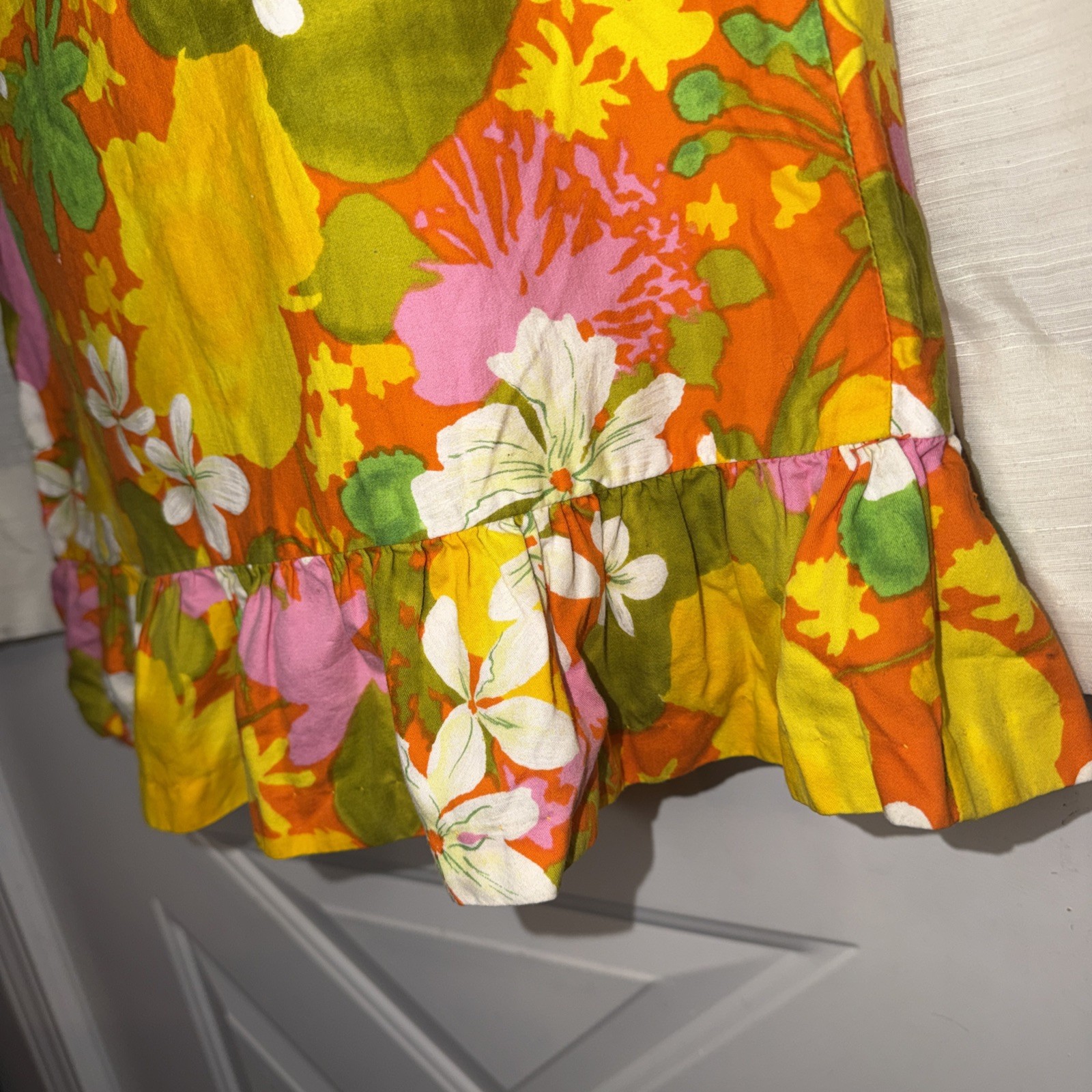 VTG Hookano Girls Floral dress Hawaii shift sleeveless drop waist Size 8 RARE!