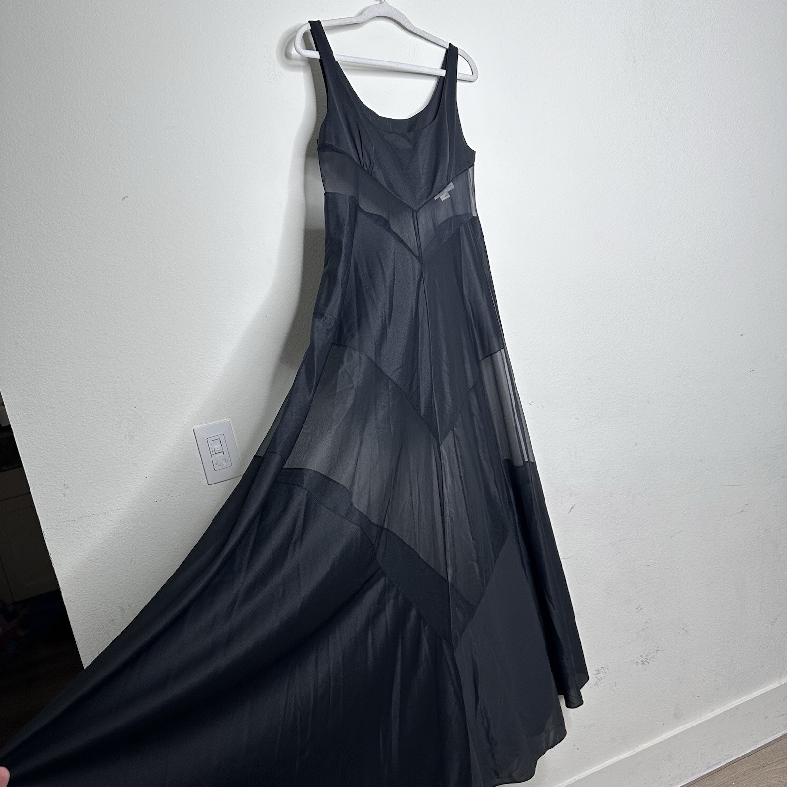 Vtg Blanche Ralph Montenero Peignoir Dress Nightgown Mesh Satin Sz M Whimsigoth