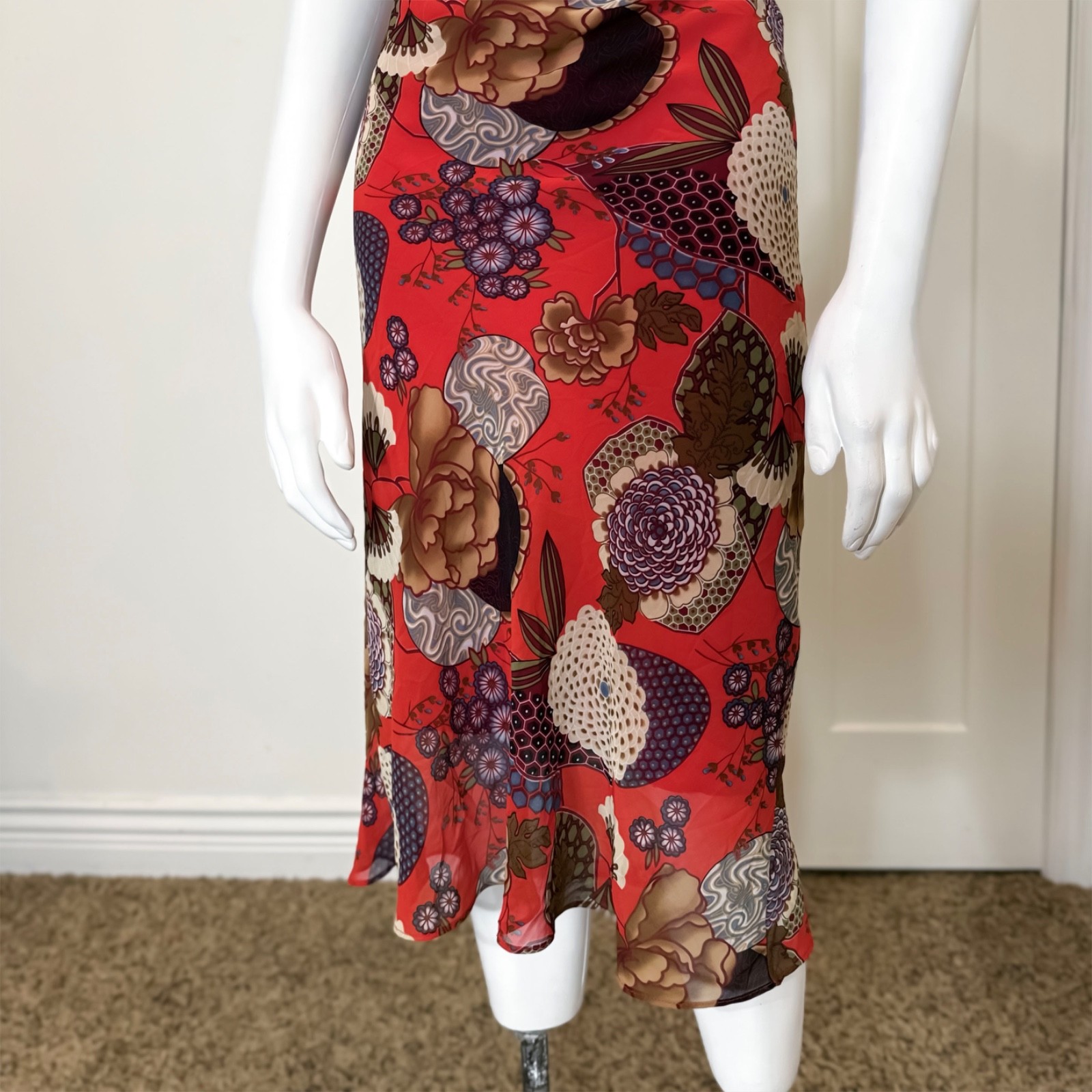 Vintage Y2K FLORAL GRUNGE MIDI DRESS S Sexy Bodycon Sexy Summer Wedding Guest