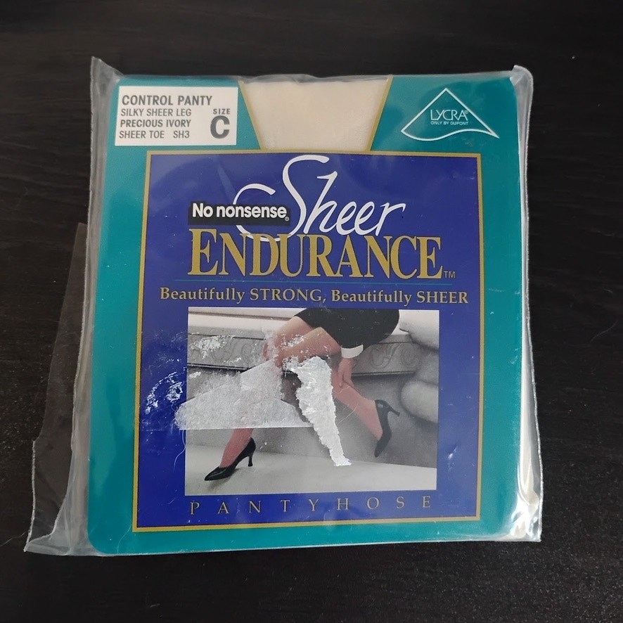 Vintage NOS No Nonsense Sheer Endurance Control Top Pantyhose Precious Ivory C