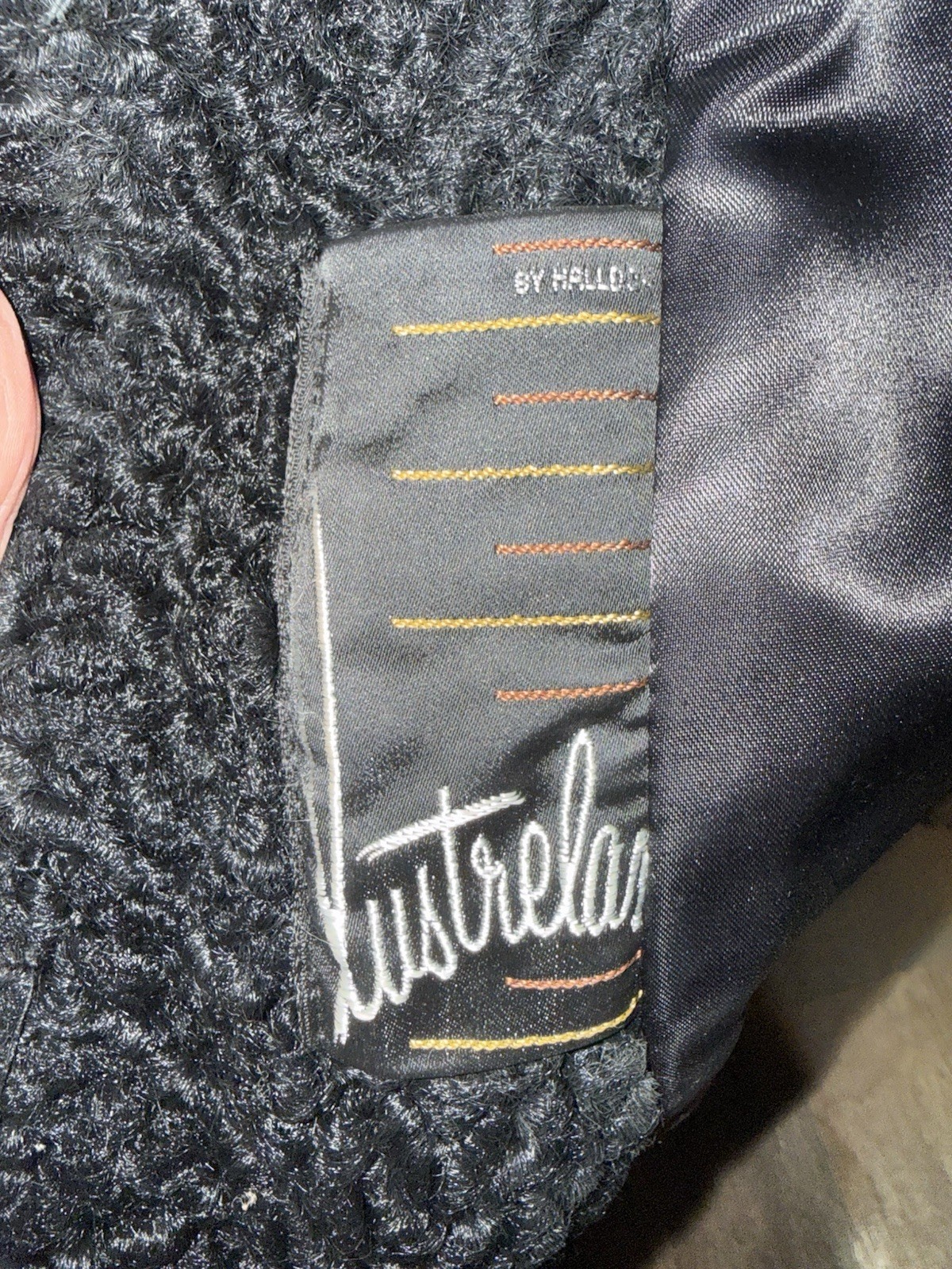 Vintage Halldonn Lustrelam Black Faux Persian Lamb Long Coat Jacket